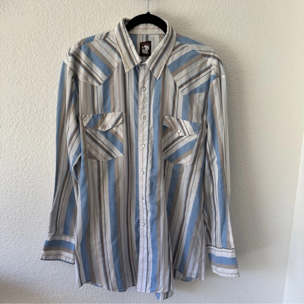 Karma Blue and Gray Casual Button Down Shirt